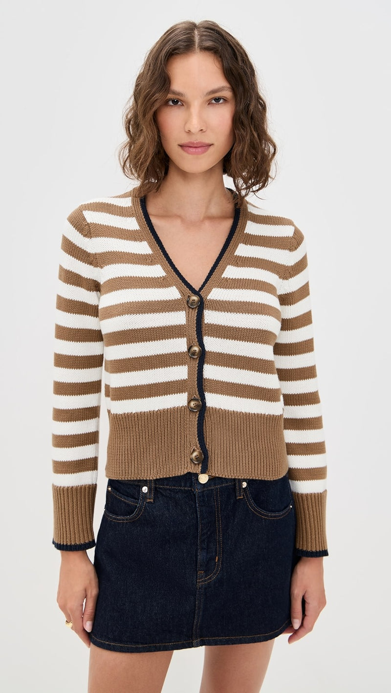 Veronica Beard Monae Cardigan Dark Acorn/Dove