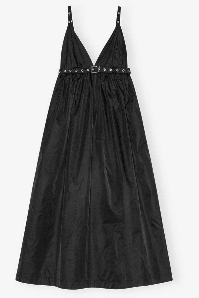 Ganni Duchesse Nylon Strap Dress Black