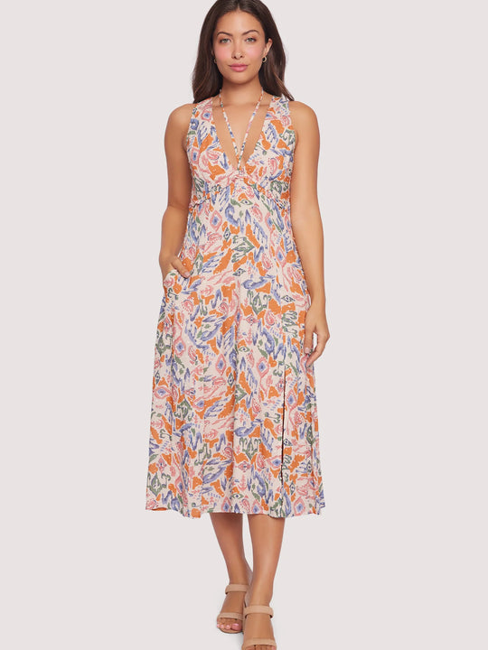 Lost + Wander Athens Adventure Midi Dress Orange Multi