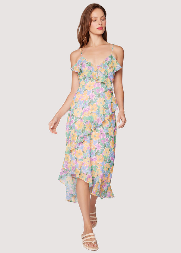 Lost + Wander Florescence Maxi Dress Yellow Purple Floral