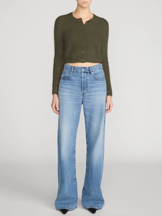 Frame The Cashmere Airy Teddy Cardigan -  Deep Olive