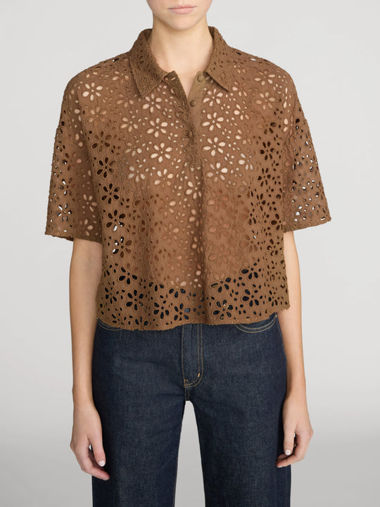 Frame The Downing Eyelet Polo - Moss