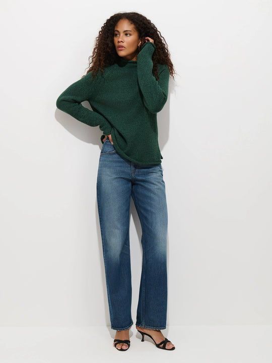 Alex Mill Eastport Rollneck in Cotton Marled Spruce