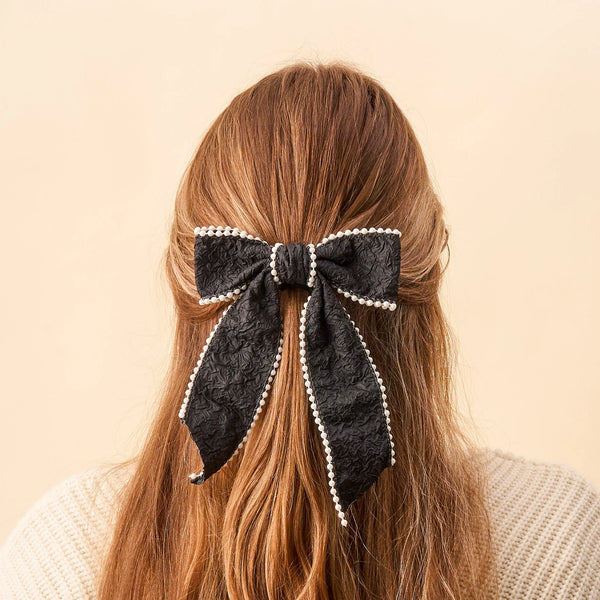 The Darling Effect Pearl Hair Bow- Black