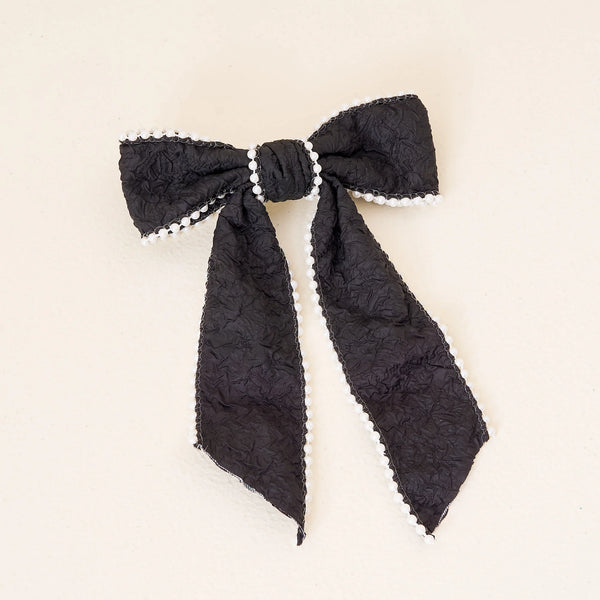 The Darling Effect Pearl Hair Bow- Black
