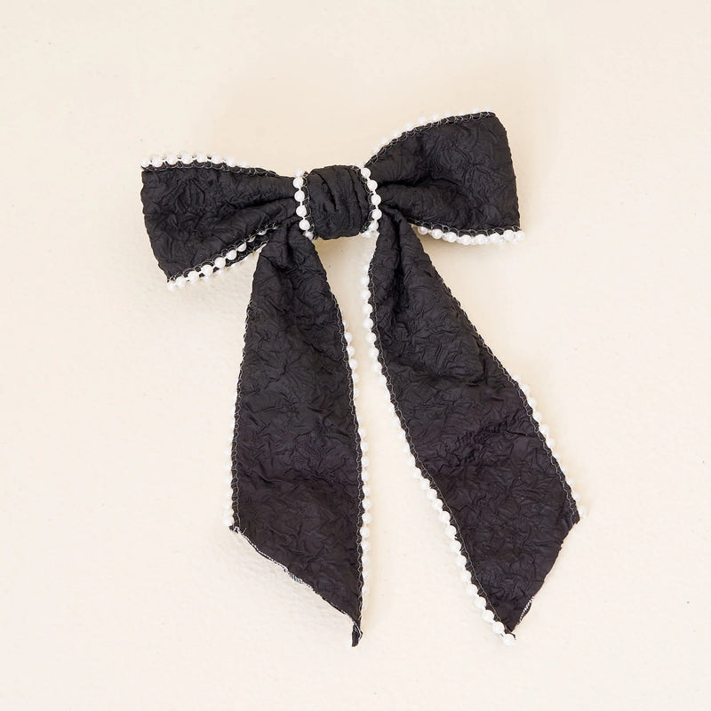The Darling Effect Pearl Hair Bow- Black