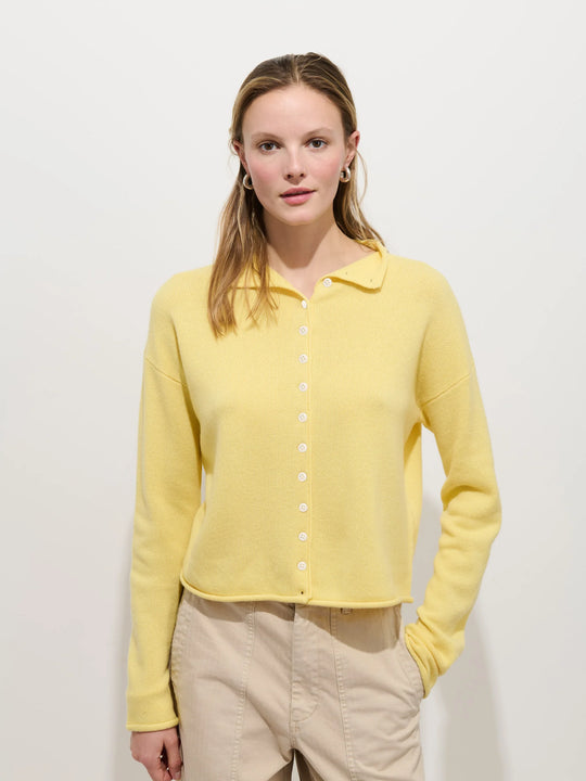 Alex Mill Taylor Cardigan in Washed Cashmere Citrus