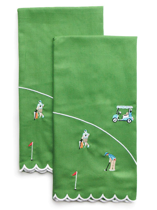 Pomegranate Day at the Golf Course Tea Towels
