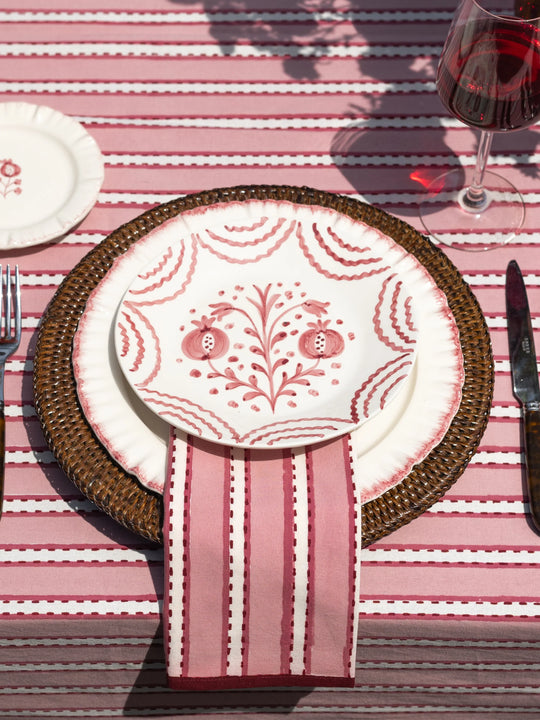 Pomegranate Dotted Stripe Rose Napkins | Set of 4