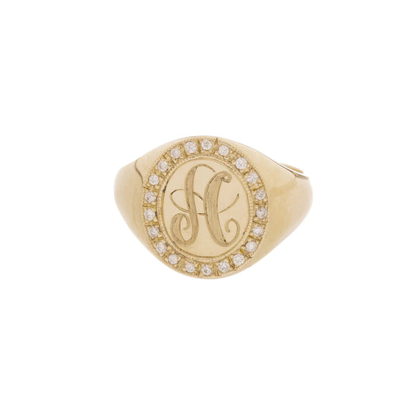 Personalize It Ariel Gordon Jewelry Jumbo Signet Ring With Pave Border