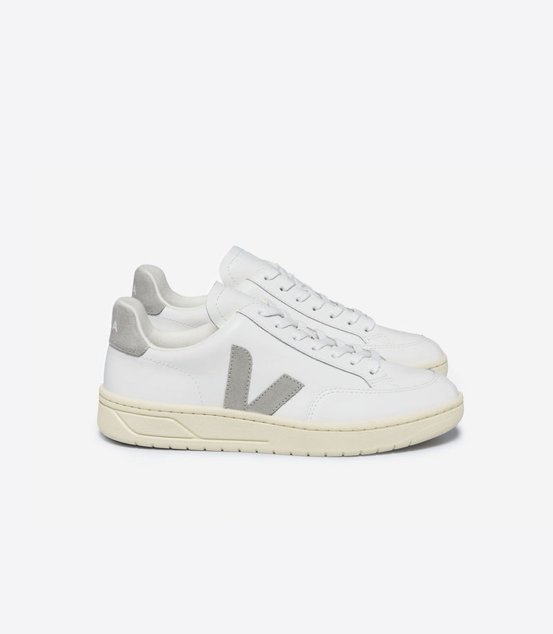 Veja Fair Trade V-12 Leather Extra White Light-Grey