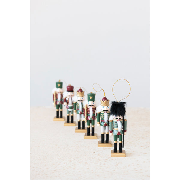 5"H Wood Nutcracker Ornaments, Multi Color, Boxed Set of 6