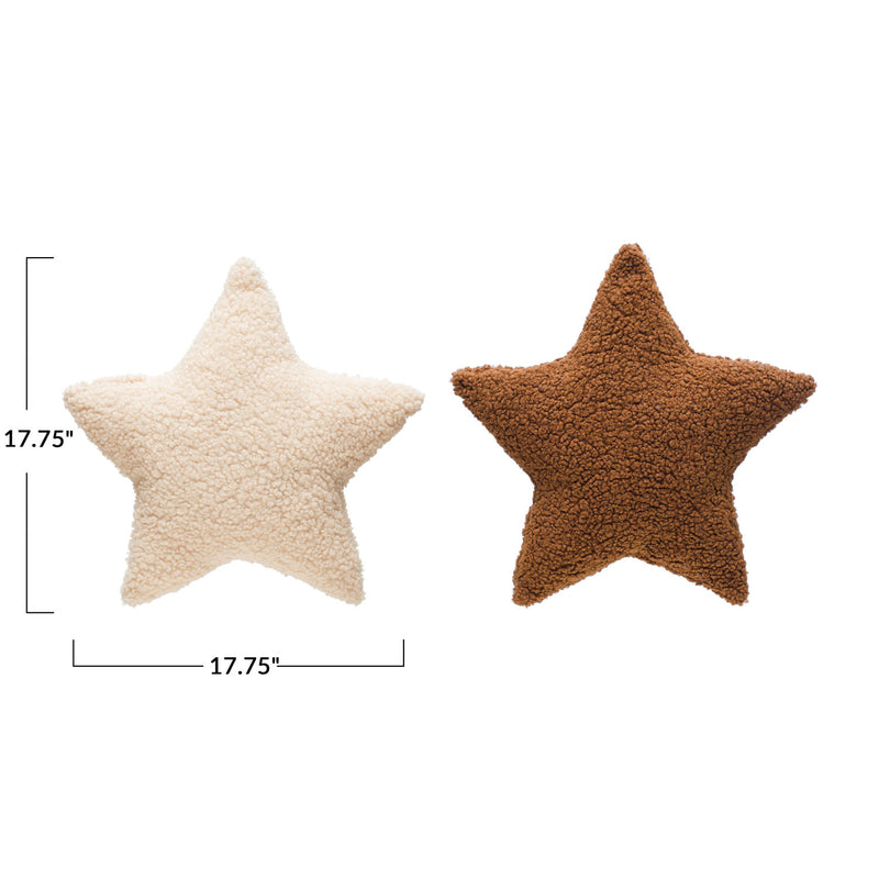 17-3/4"L x 17-3/4"H Faux Sherpa Star Shaped Pillow