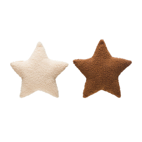 17-3/4"L x 17-3/4"H Faux Sherpa Star Shaped Pillow