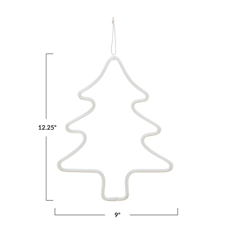 9"W x 12-1/4"H Wire Tree Wall Decor w/ LED Light, White (Requires 3-AA Batteries)