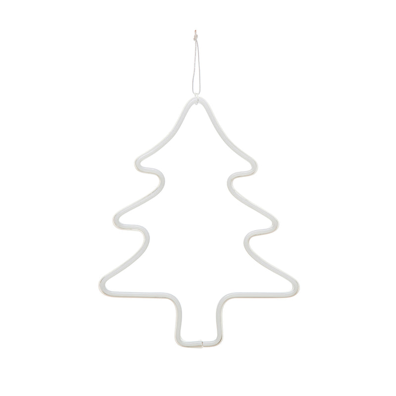 9"W x 12-1/4"H Wire Tree Wall Decor w/ LED Light, White (Requires 3-AA Batteries)