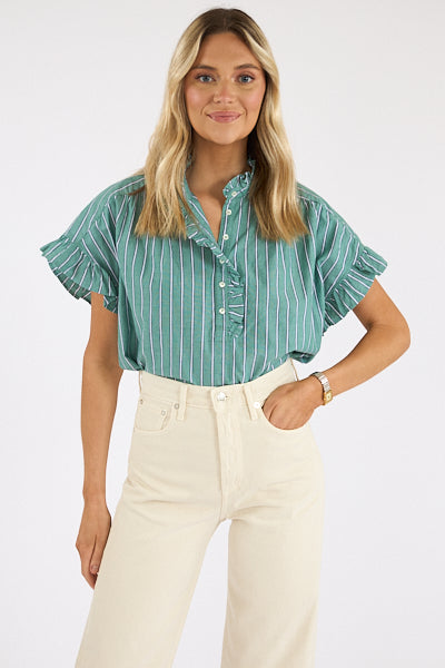 Xirena Brie Top Cilantro Stripe