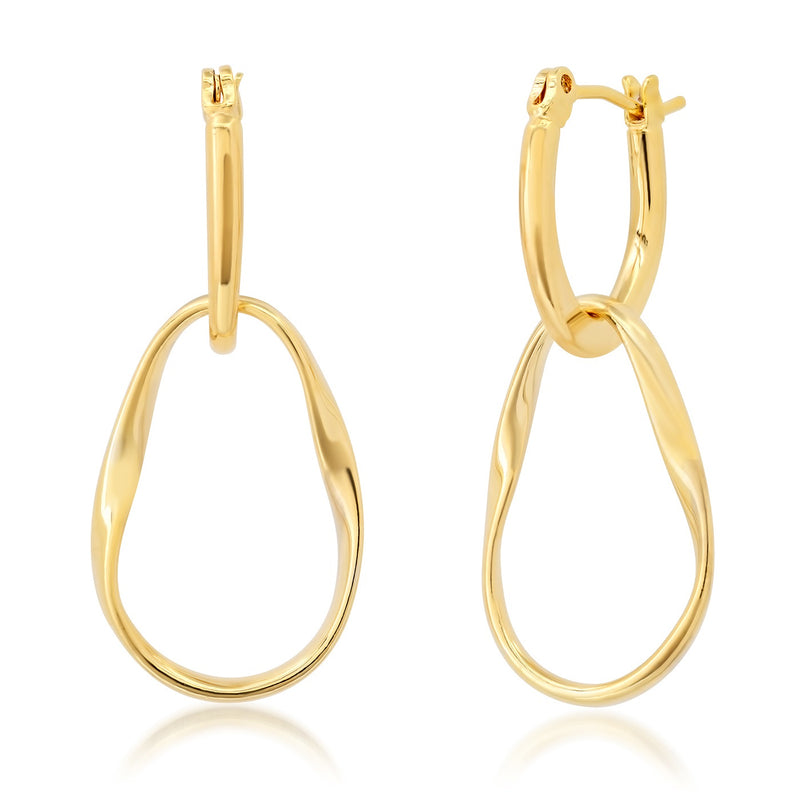 Tai Gold huggie with twisted oval dangle
