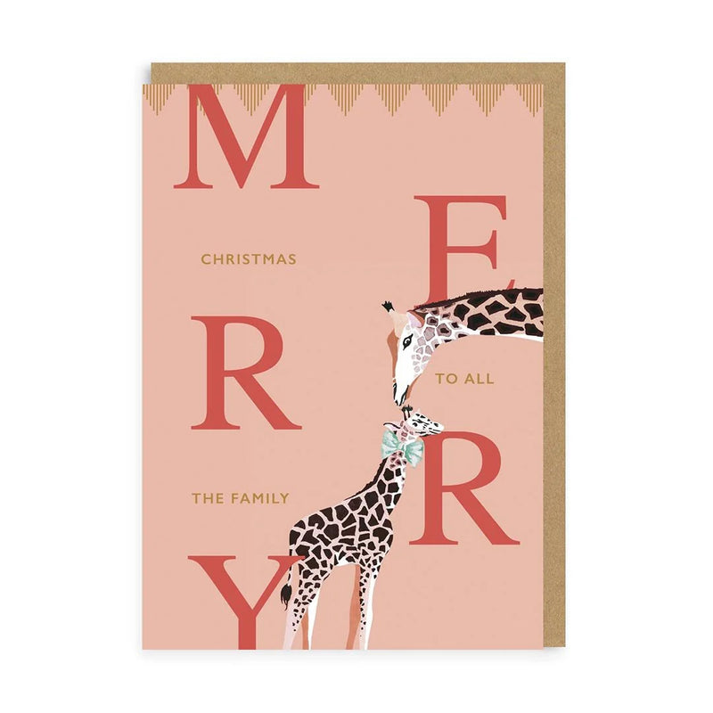 Ohh Deer To The Family Giraffes Merry Christmas Card