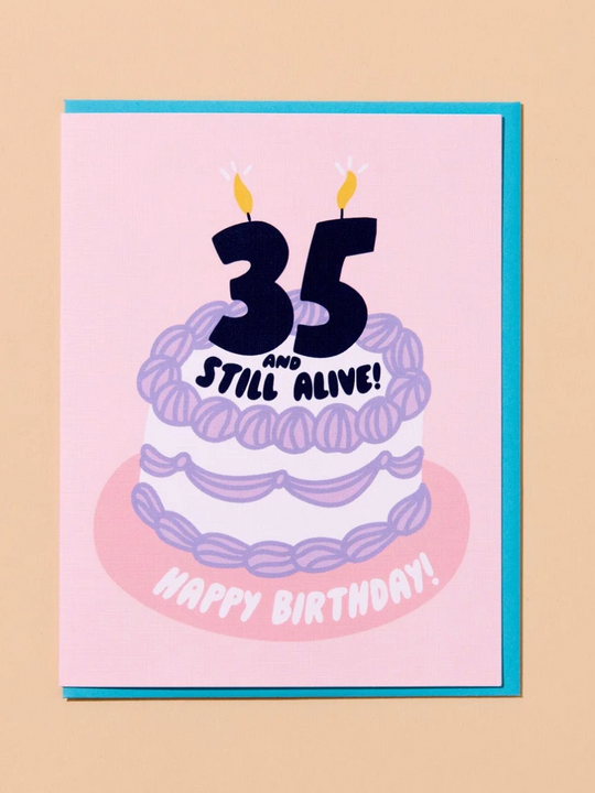 And Here We Are Birthday Card - 35 and Still Alive