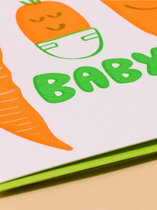 And Here We Are New Baby Card - Hello Baby Carrot