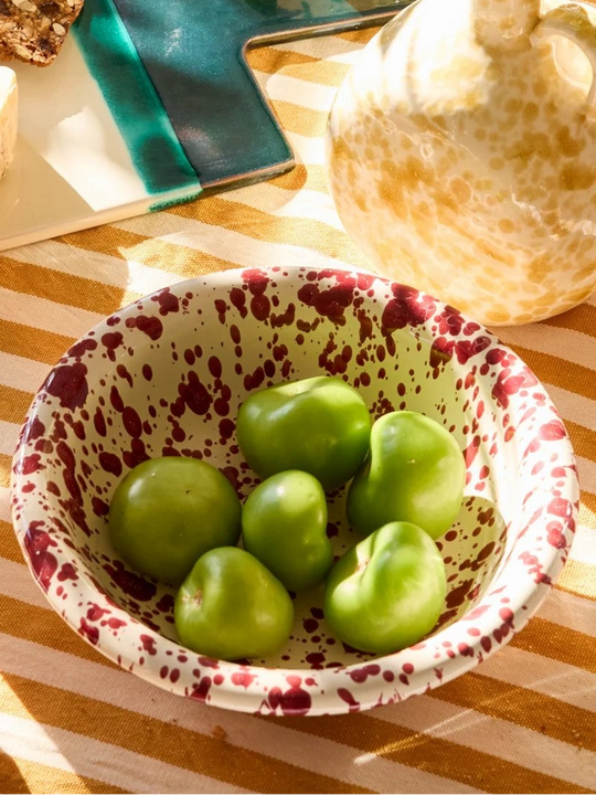 Pietra Handmade Bordeaux Splatter Rolled Edge Serving Bowl