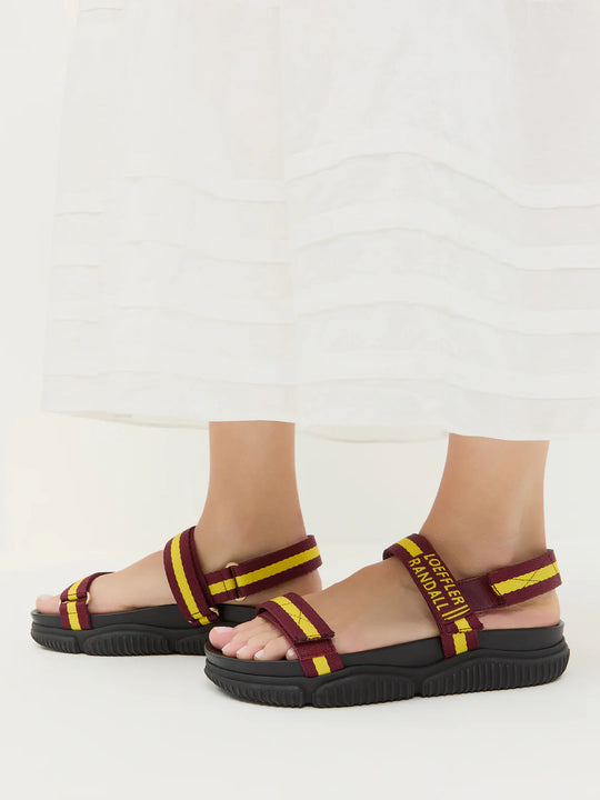 Loeffler Randall Arlo Banded Sport Sandal Maroon/Yellow/Black