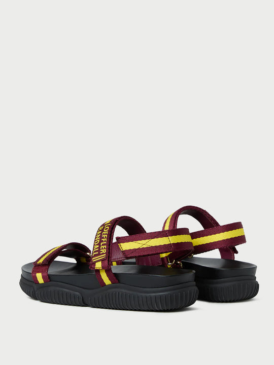 Loeffler Randall Arlo Banded Sport Sandal Maroon/Yellow/Black
