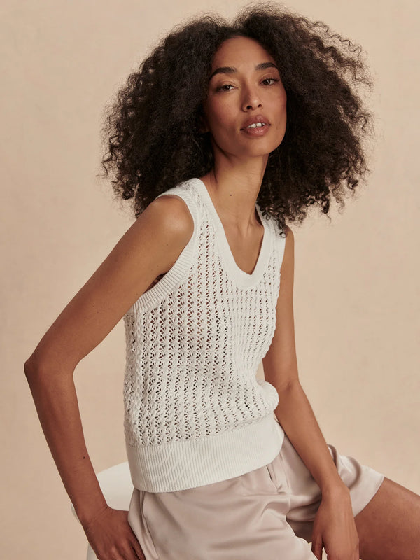 Varley Ferns Open Knit Tank - Snow White