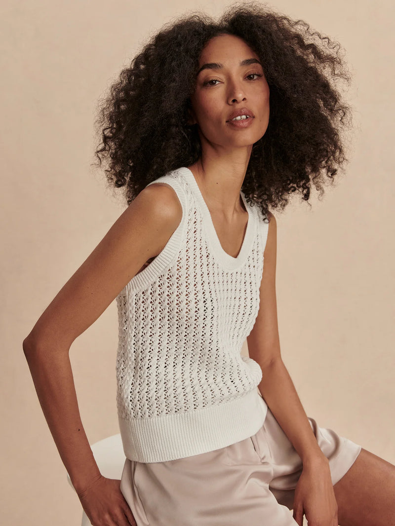 Varley Ferns Open Knit Tank - Snow White