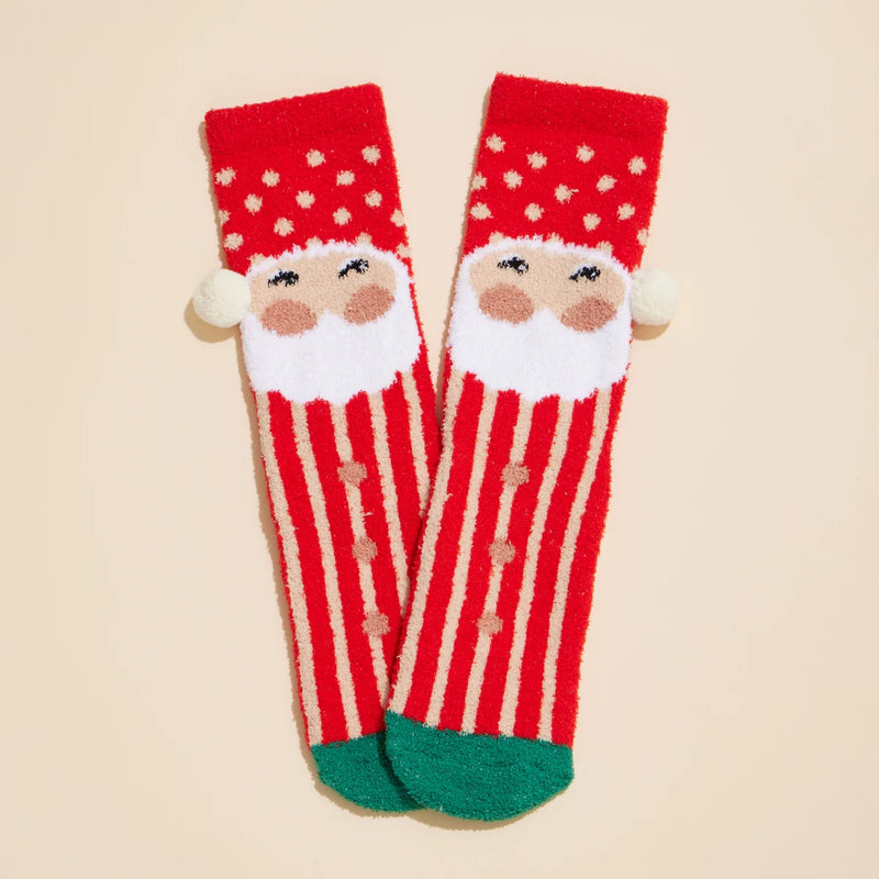 Moral Compass Christmas Fuzzy Socks Pack of 4 Santa