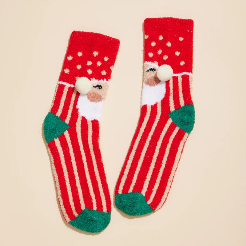 Moral Compass Christmas Fuzzy Socks Pack of 4 Santa