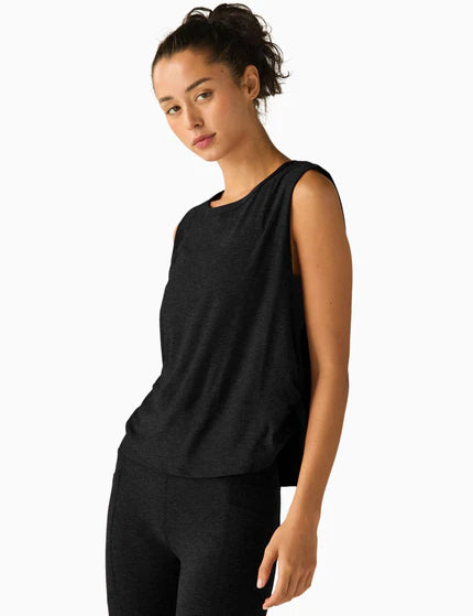 Beyond Yoga Featherweight Side Note Twist Tank Darkest Night