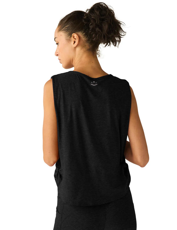 Beyond Yoga Featherweight Side Note Twist Tank Darkest Night