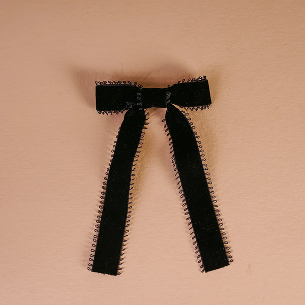 The Darling Effect Vintage Velvet Hair Bow-Black