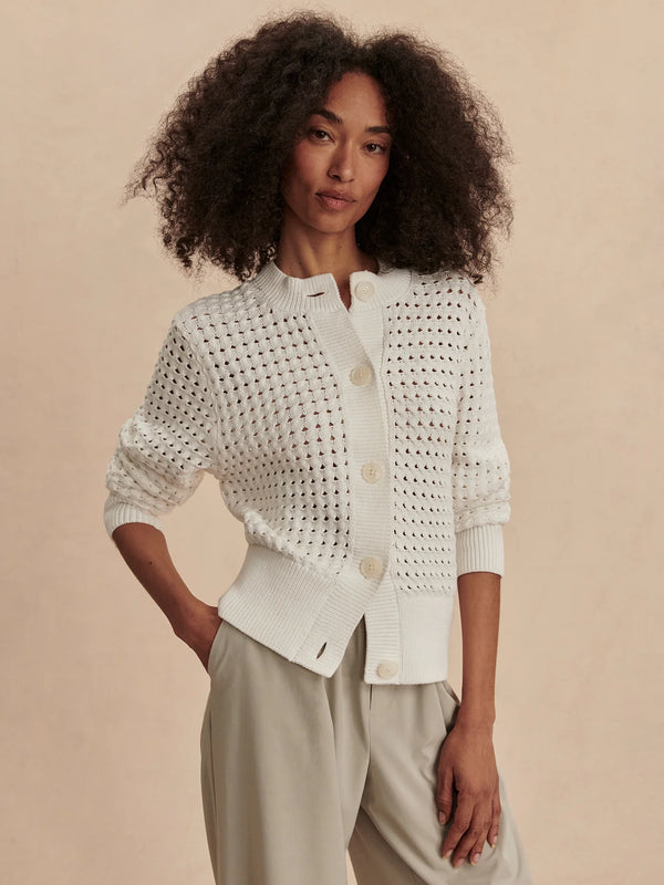 Varley Bettina Textured Knit Jacket - Snow White