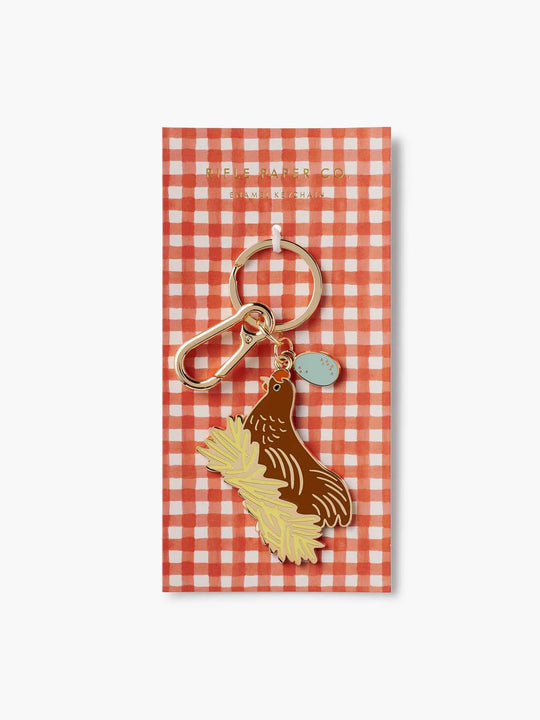 Rifle Paper Co. Chicken Enamel Keychain