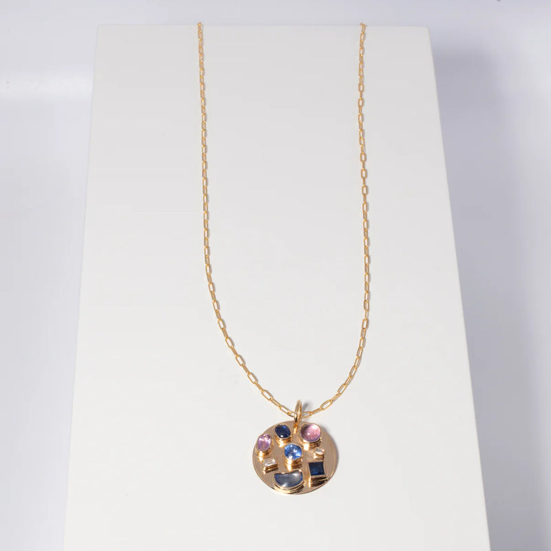 Piper Gore sapphire confetti disc pendant