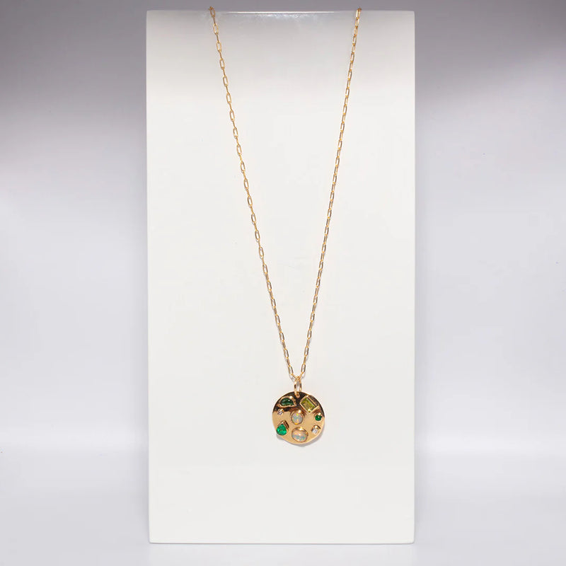 Piper Gore emerald confetti disc pendant