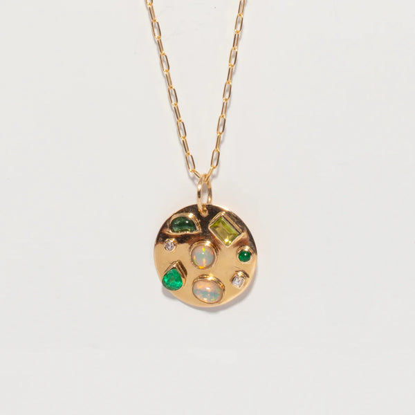 Piper Gore emerald confetti disc pendant