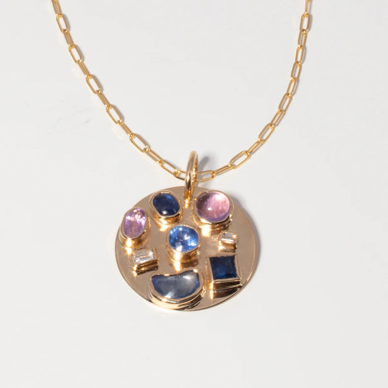 Piper Gore sapphire confetti disc pendant