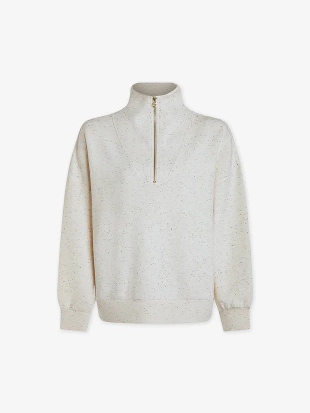 Varley Hawley Half Zip Sweat - Ivory Marl Fleck