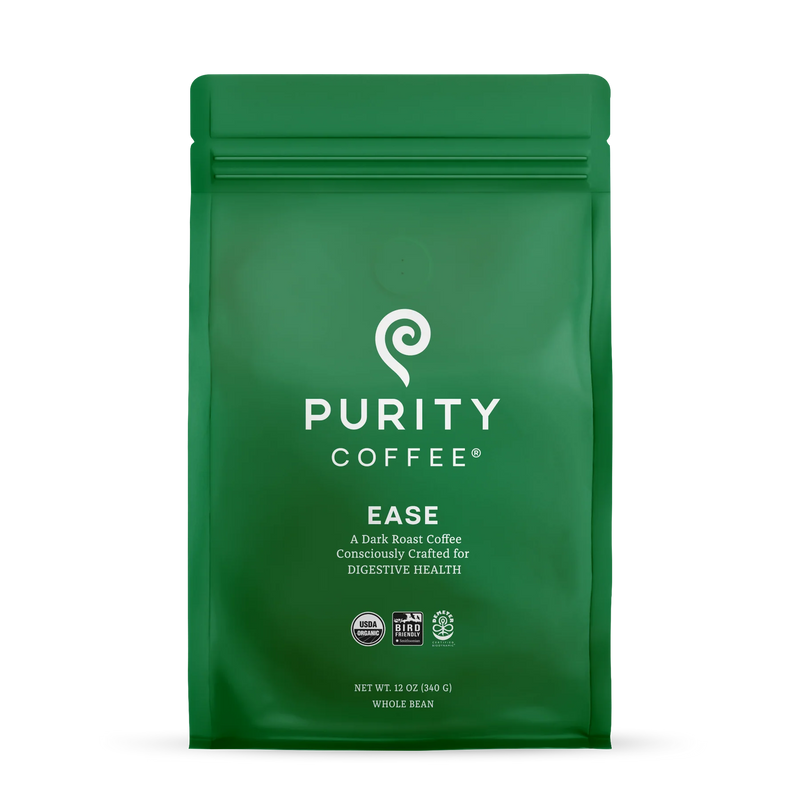 Purity Coffee EASE: Dark Roast Whole Bean Coffee 12oz