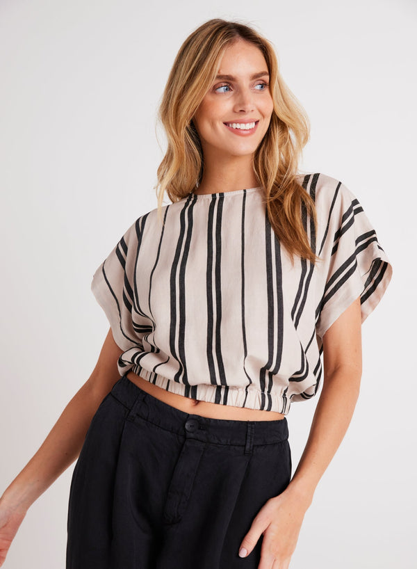 Bella Dahl Elastic Waist Blouse Soft Ecru