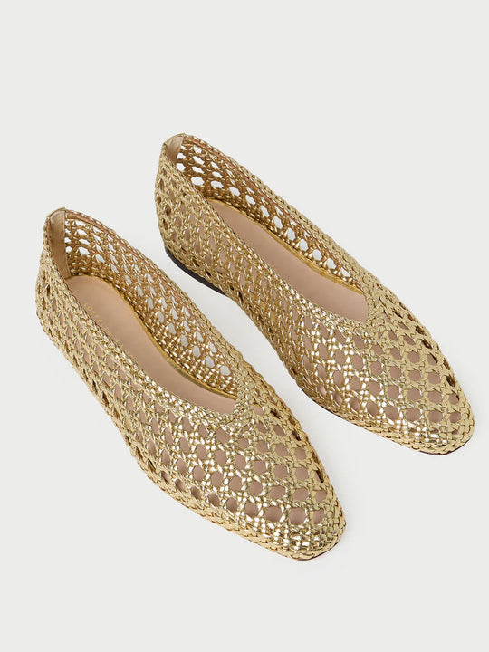 Loeffler Randall Emery Woven Ballet Flat Gold