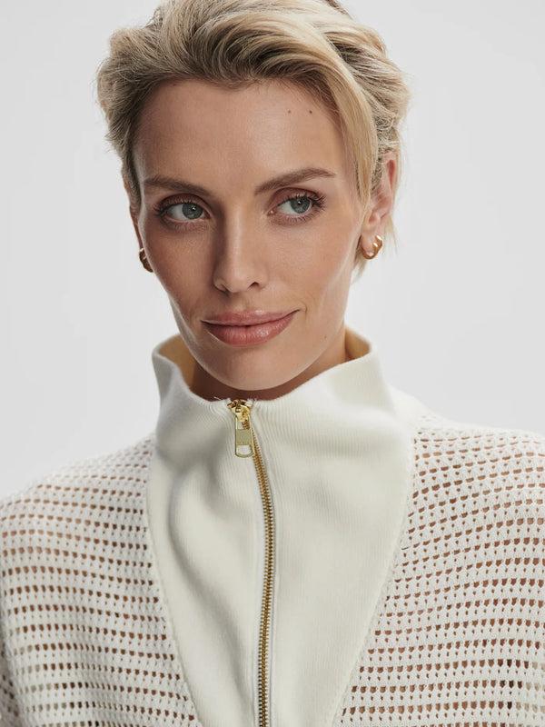 Varley Nali Half Zip Knit Top - Egret