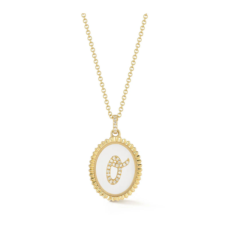 EF Collection Floating Diamond Script Initial Necklace