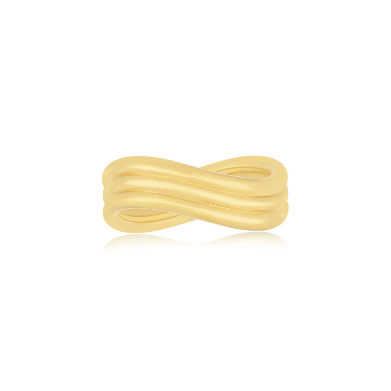 EF Collection Gold Triple Wave Ring