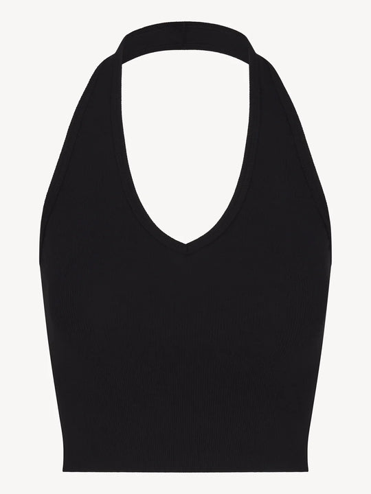 Eterne Cropped Halter Top Black