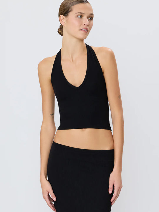 Eterne Cropped Halter Top Black